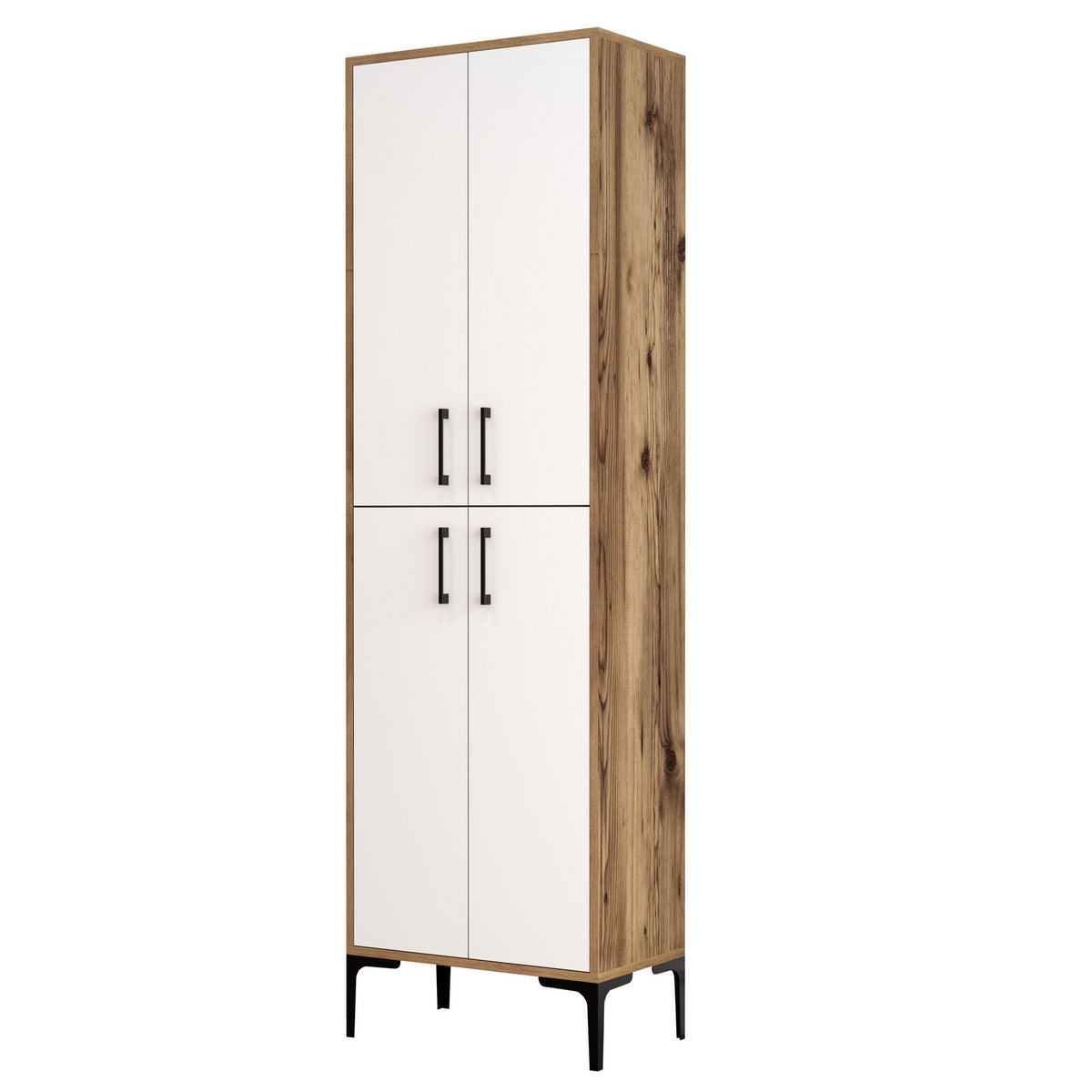 Wall cabinets - Wall cabinet Walnut White Melamine 200x60x35 cm - Berlin - Dimehouse
