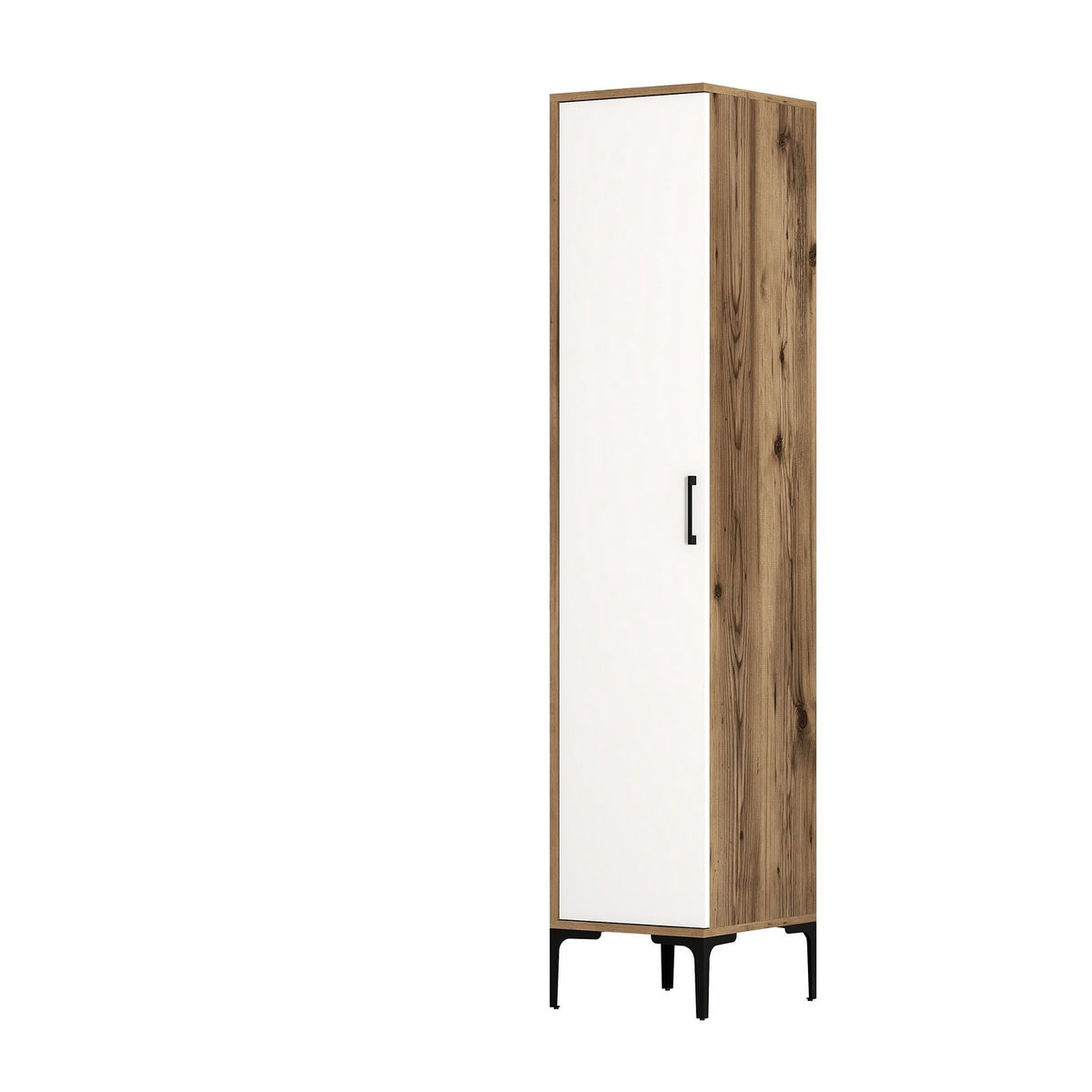 Wardrobes - Wardrobe Kumual S Walnut White Melamine 40x47.5x201.4 cm - Dimehouse