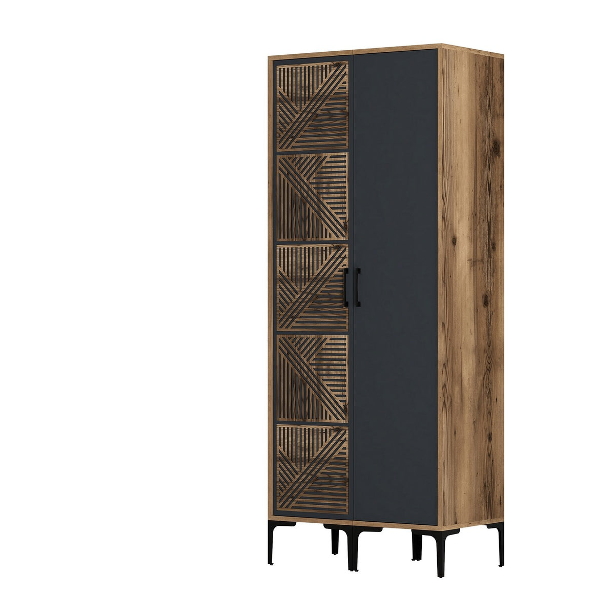 Wardrobes - Wardrobe Kumsal PS Walnut Anthracite Melamine 80x47.5x201.4 cm - Dimehouse