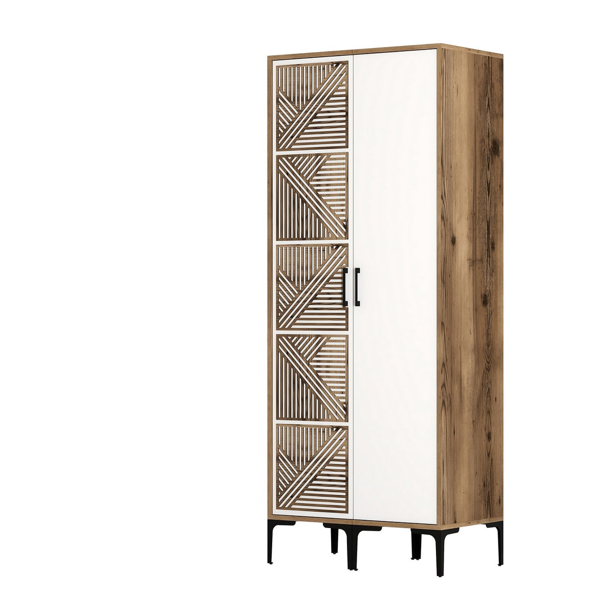 Wardrobes - Wardrobe Kumsal PS Walnut White Melamine 80x47.5x201.4 cm - Dimehouse