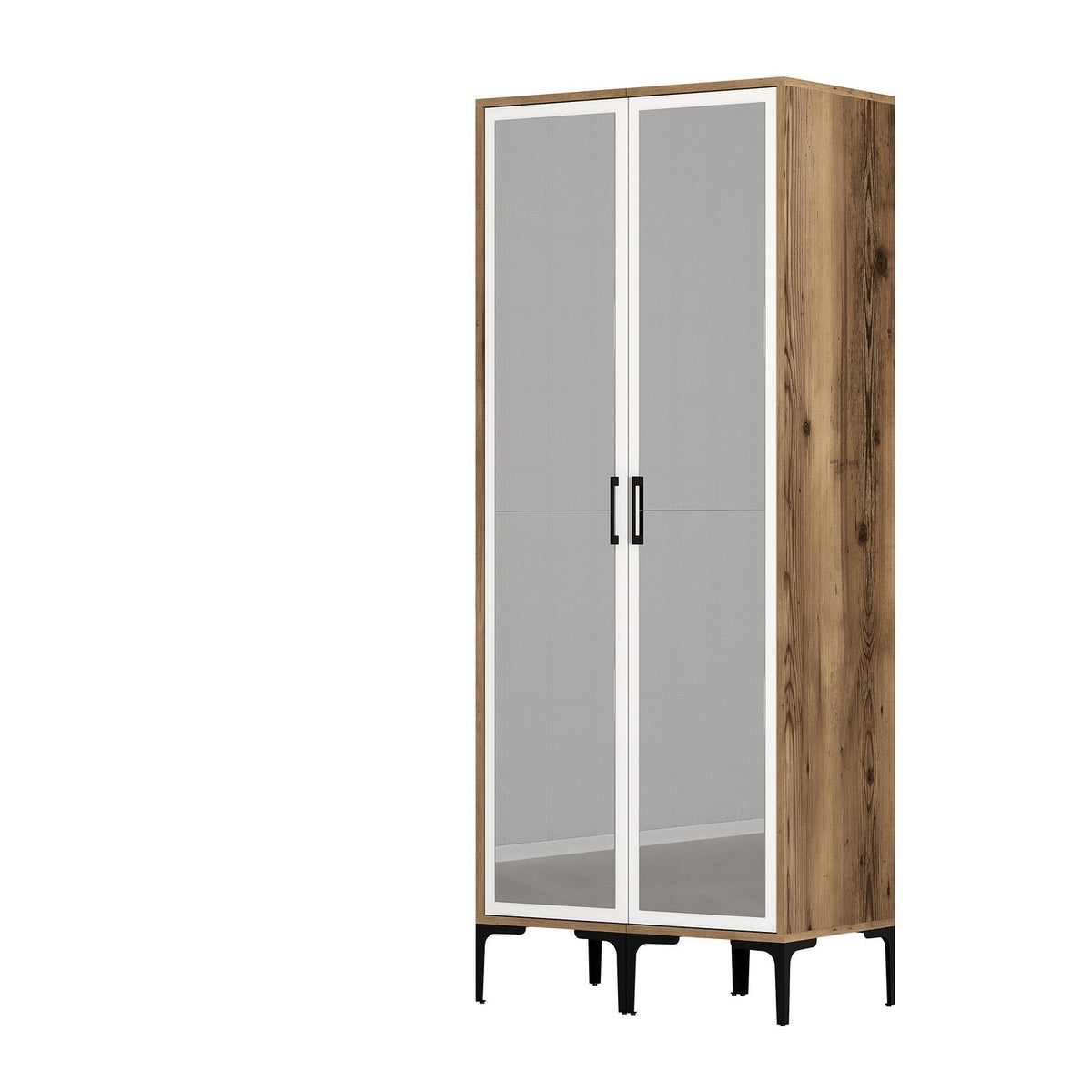 Wardrobes - Wardrobe Kumsal RR Walnut White Melamine 80x47.5x201.4 cm - Dimehouse
