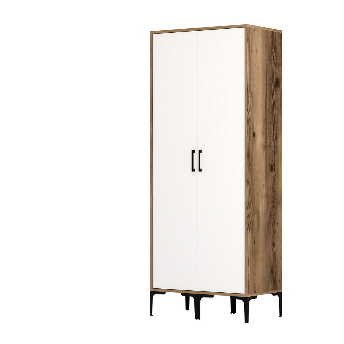 Wardrobes - Wardrobe Kumsal SS Walnut White Melamine 80x47.5x201.4 cm - Dimehouse