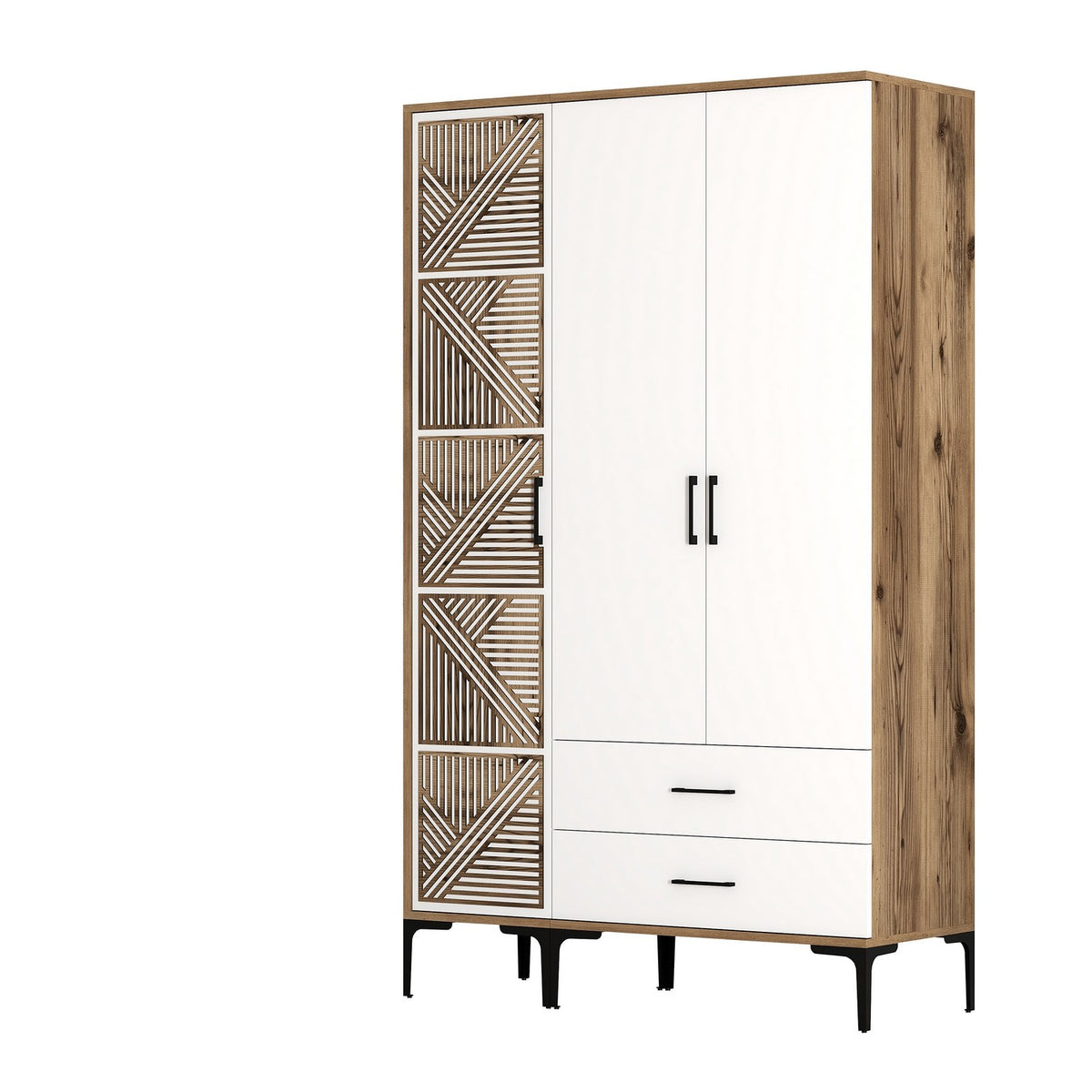 Wardrobes - Wardrobe Kumual PT Walnut White Melamine 120x47.5x201.4 cm - Dimehouse