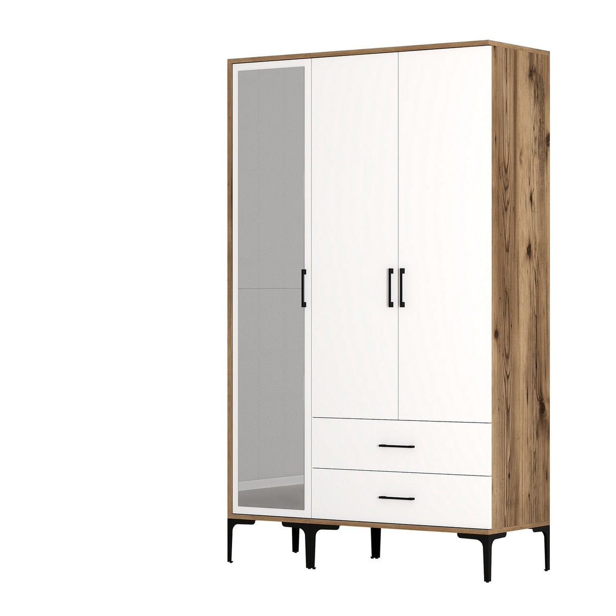 Wardrobes - Wardrobe Kumual RT Walnut White Melamine 120x47.5x201.4 cm - Dimehouse