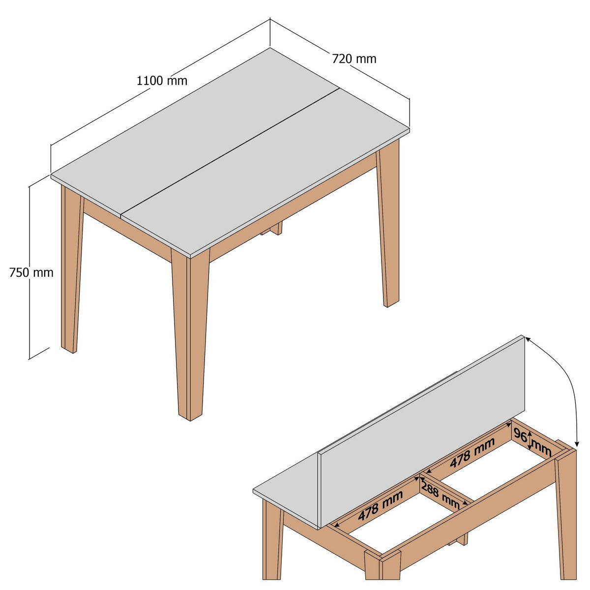 Kiev dining table travertine 110 cm Melamine-coated wood composite