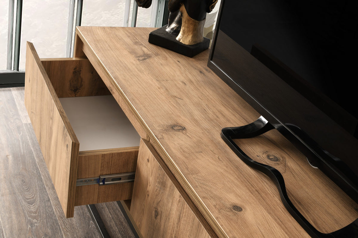 TV Furniture - TV Furniture Tilsim Black Pine Wood Melamine 180x50x40 cm - Dimehouse