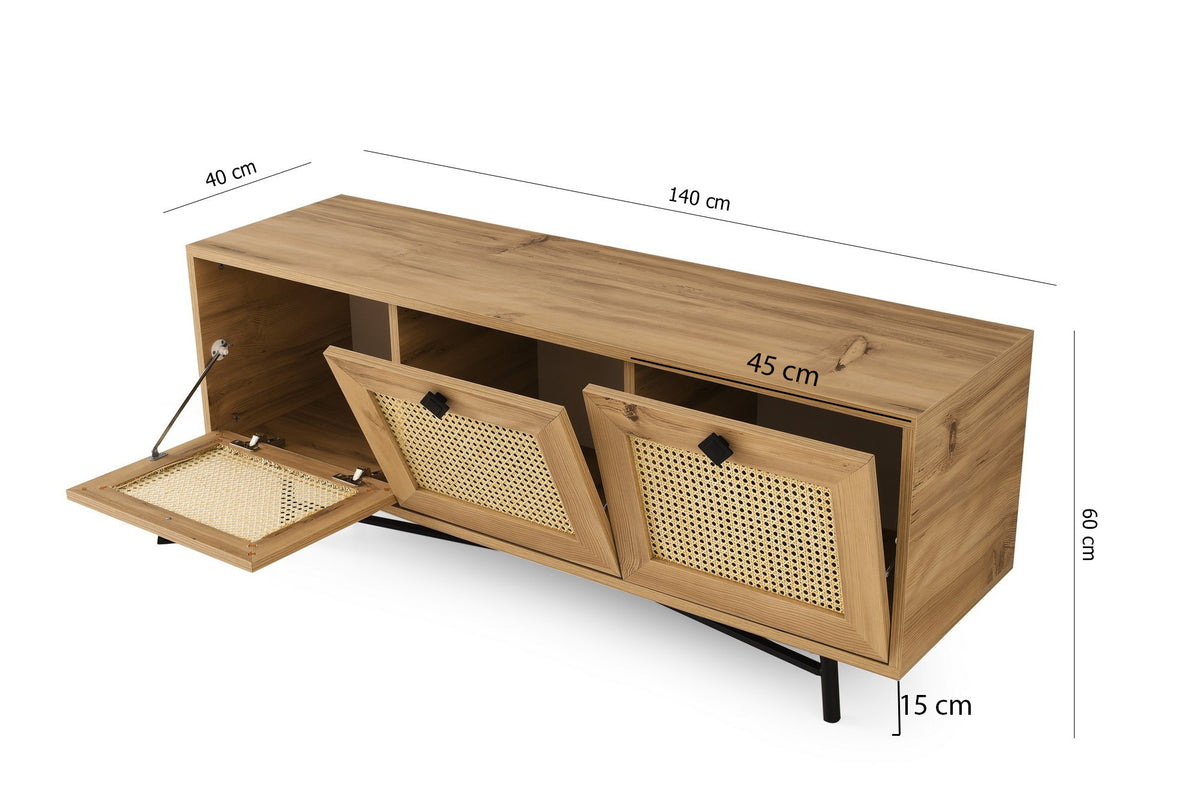 TV Furniture - Japandi TV Furniture Alcazar Oak Melamine 140x60x40 cm - Dimehouse