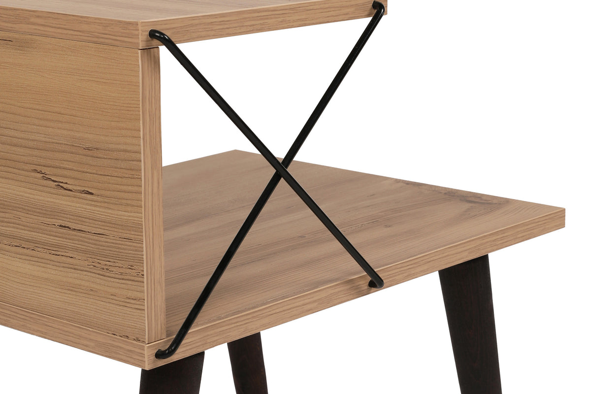 Bedside tables - Bedside table Cross Oak Melamine 50x55x40 cm - Dimehouse