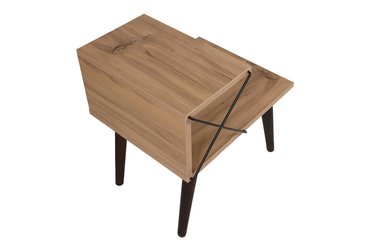 Bedside tables - Bedside table Cross Oak Melamine 50x55x40 cm - Dimehouse