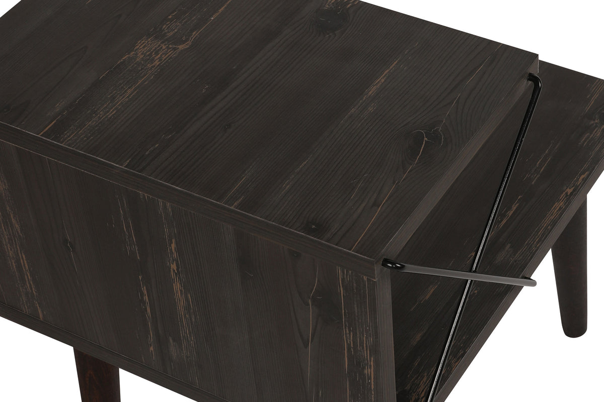 Bedside tables - Bedside table Cross Dark Brown Melamine 50x55x40 cm - Dimehouse