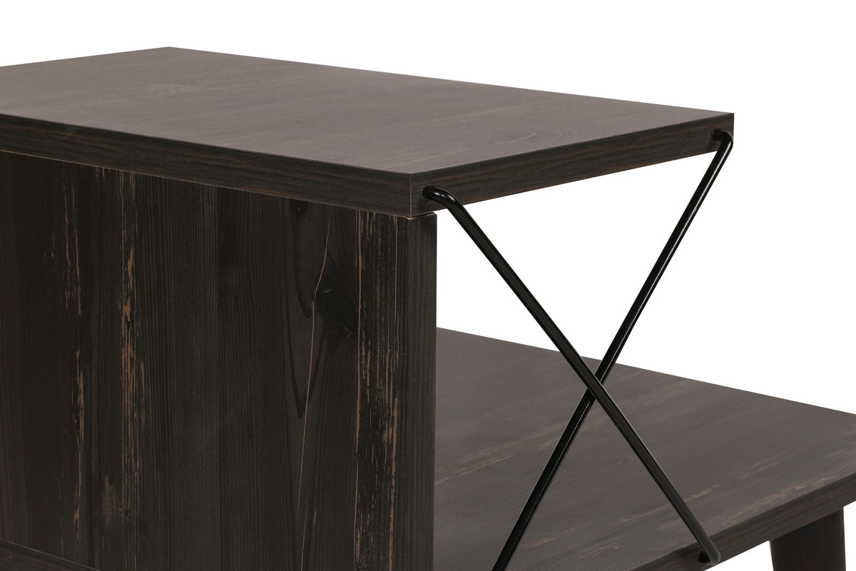 Bedside tables - Bedside table Cross Dark Brown Melamine 50x55x40 cm - Dimehouse