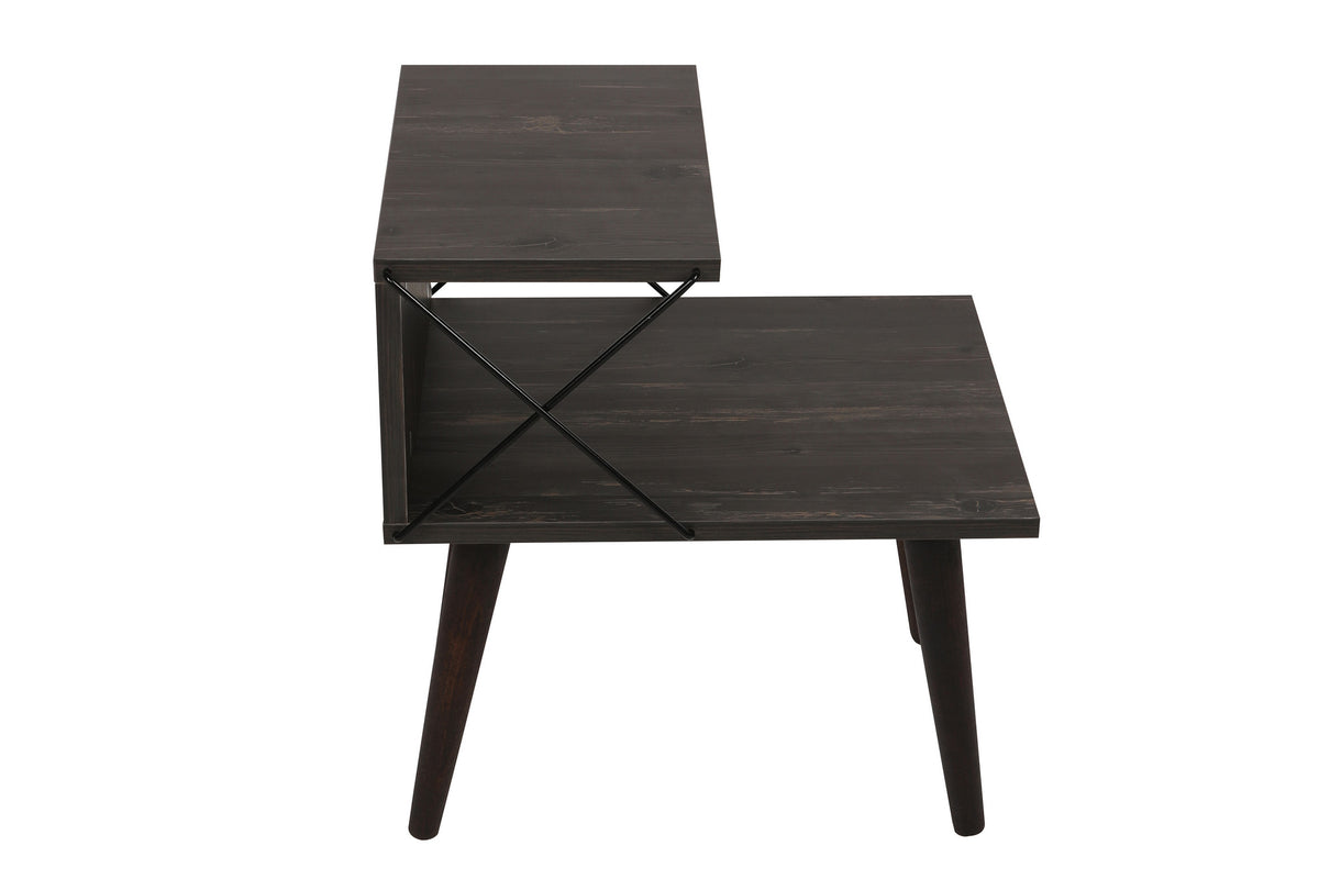 Bedside tables - Bedside table Cross Dark Brown Melamine 50x55x40 cm - Dimehouse