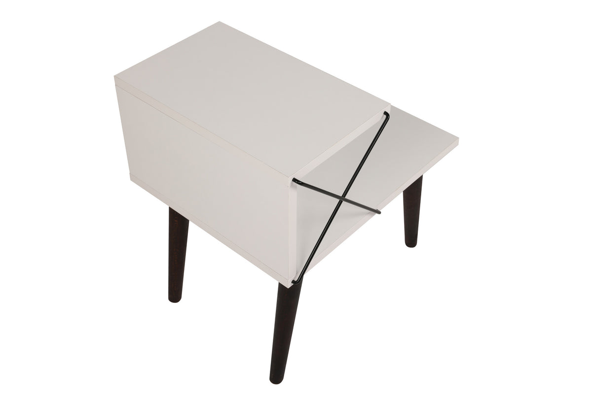 Bedside tables - Bedside table Cross White Melamine 50x55x40 cm - Dimehouse