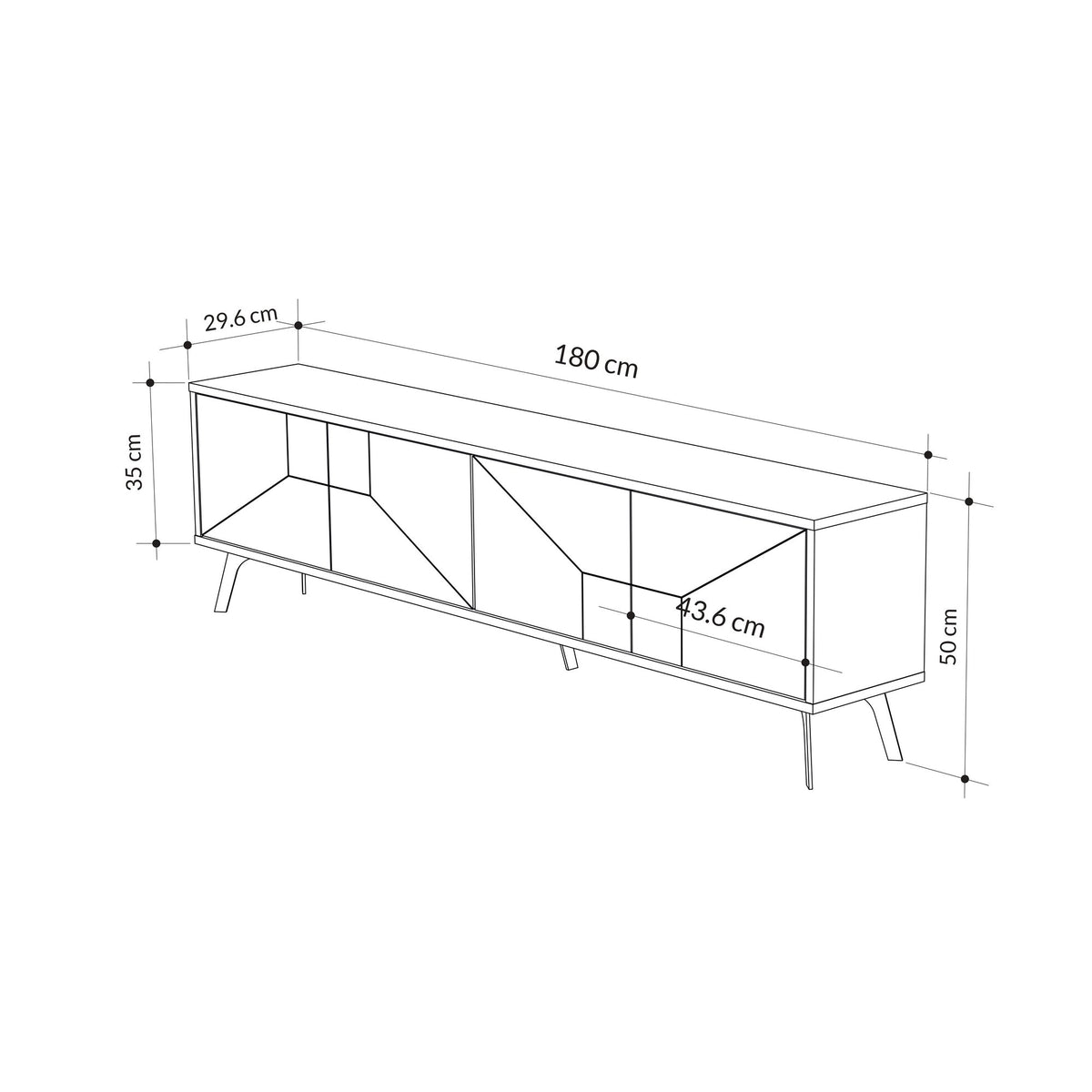 TV Furniture - TV Furniture Dune Mocha Melamine 180x50x29.6 cm - Dimehouse