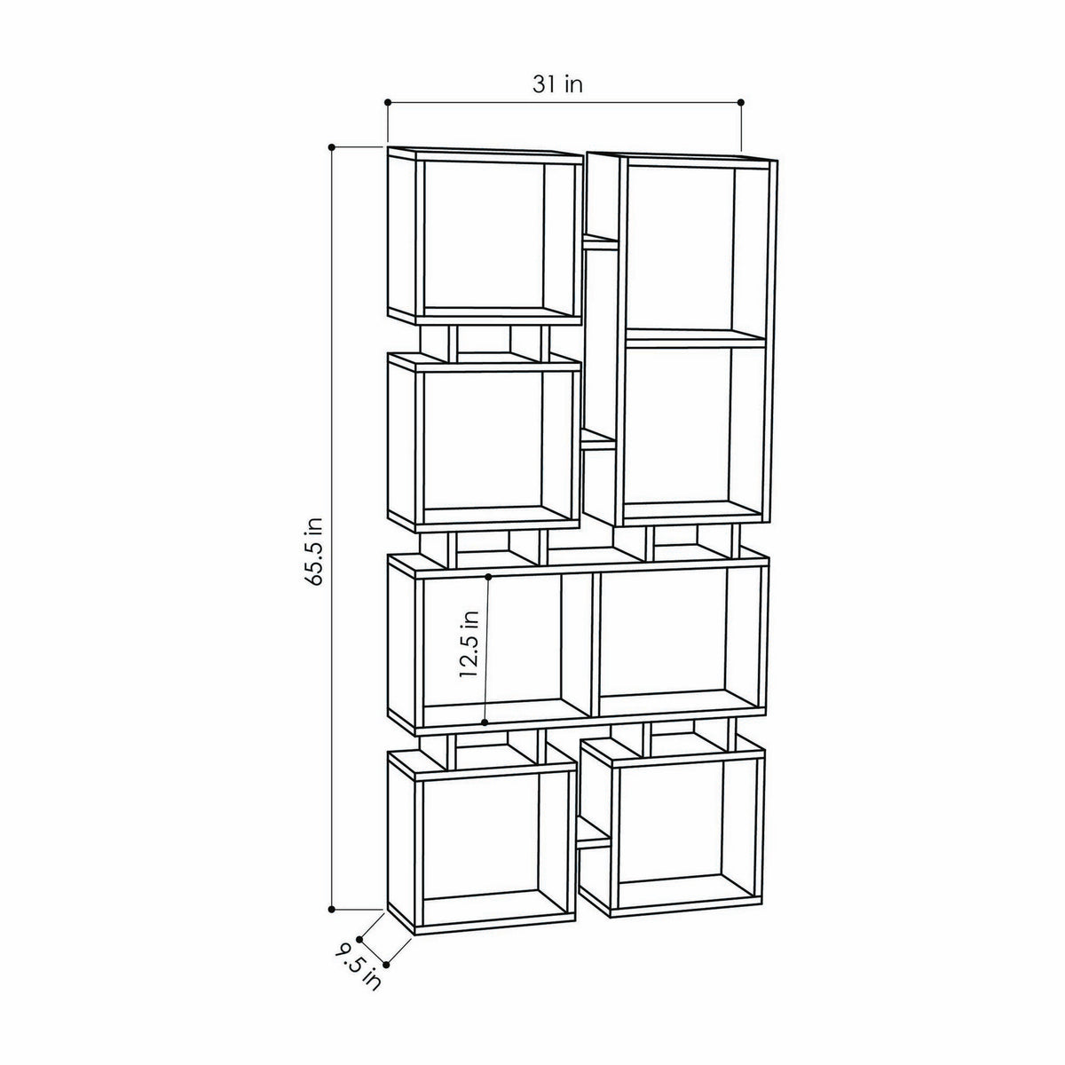 Bookcases - Bookcase Rail White Melamine 79x166.5x24 cm - Dimehouse