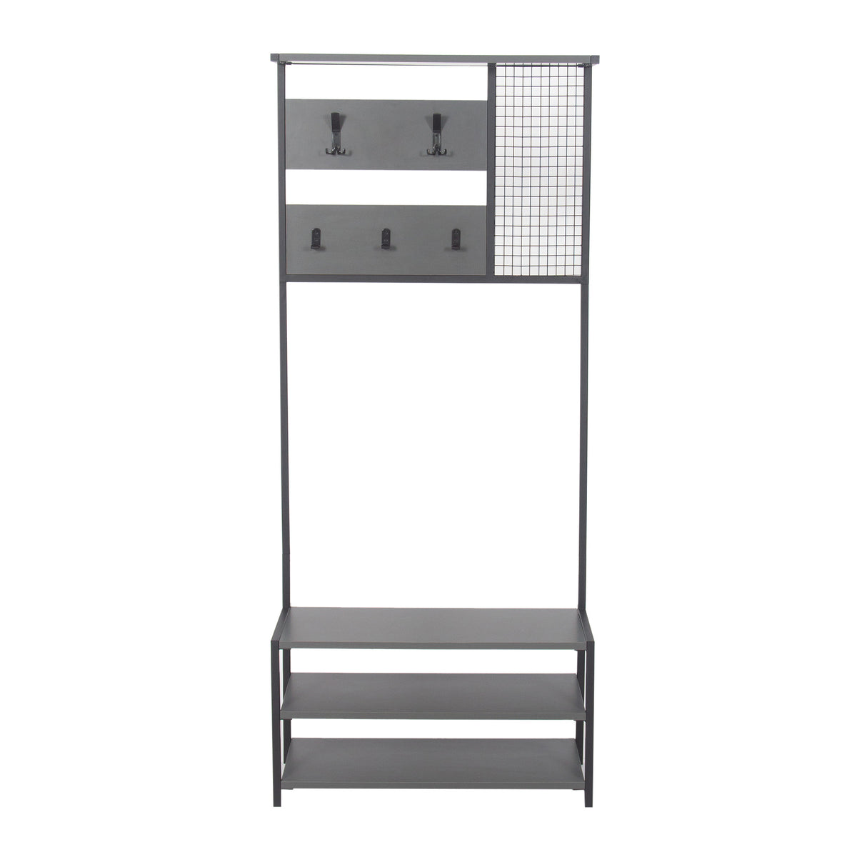 Coat Racks - Wardrobe Furniture Coat Rack Anthracite Melamine Novad - With Shelves - Dimehouse