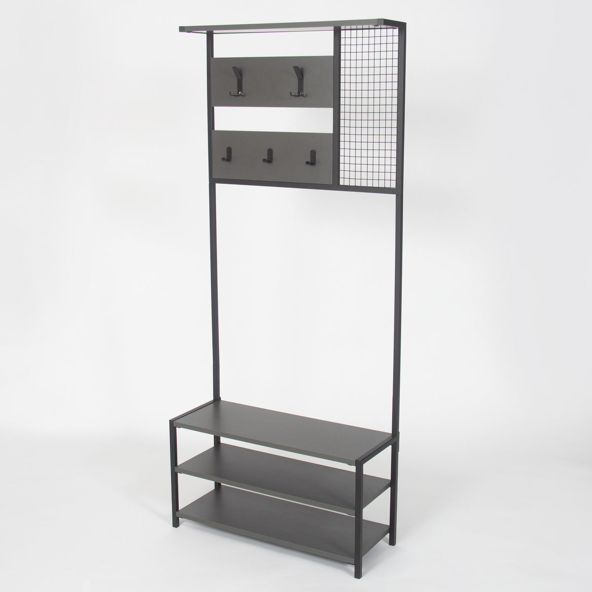 Coat Racks - Wardrobe Furniture Coat Rack Anthracite Melamine Novad - With Shelves - Dimehouse