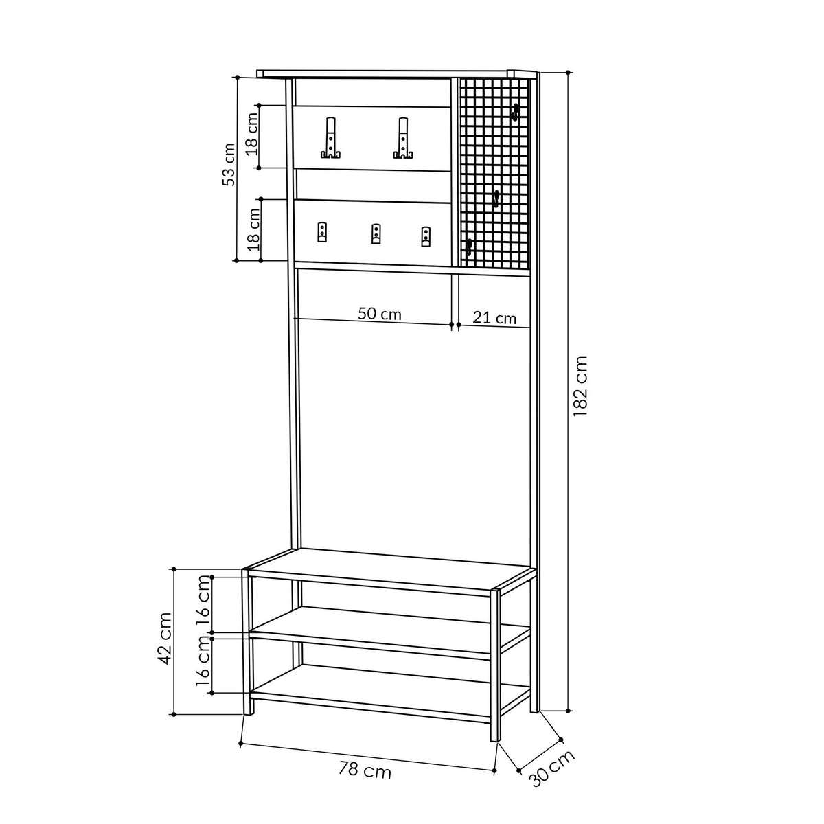 Coat Racks - Wardrobe Furniture Coat Rack Anthracite Melamine Novad - With Shelves - Dimehouse