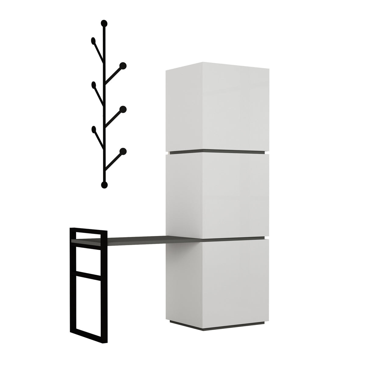 Shoe cabinets - Shoe cabinet Mello White Anthracite Melamine 109x149x39 cm - Dimehouse