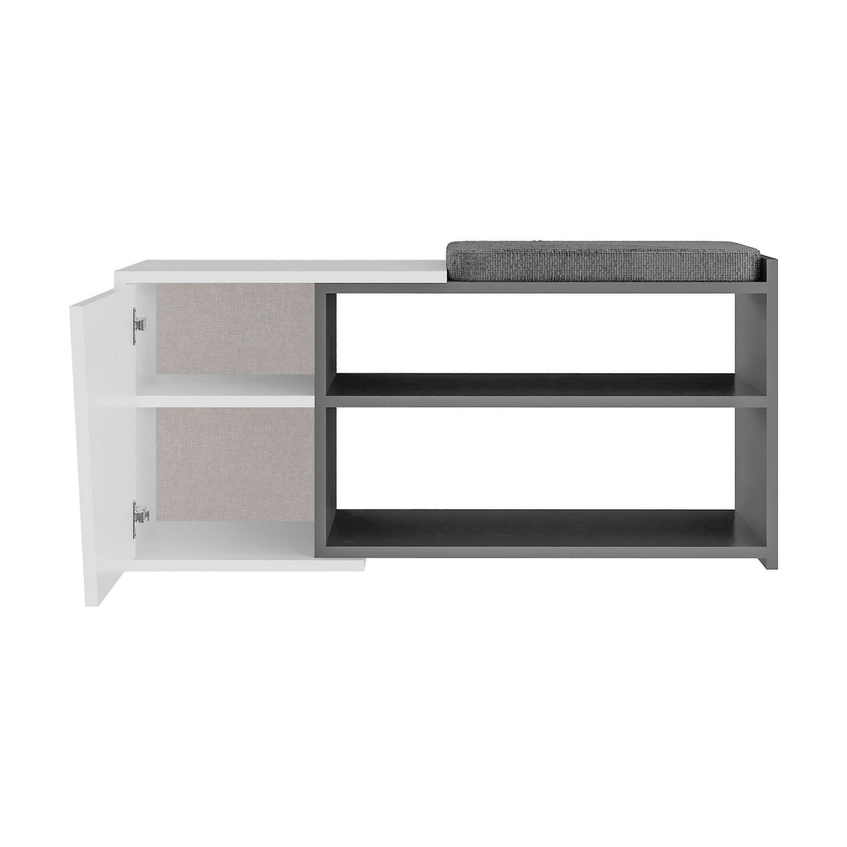 Shoe cabinets - Shoe cabinet Fiona Bench Anthracite White Melamine 104.6x47.2x37.5 cm - Dimehouse