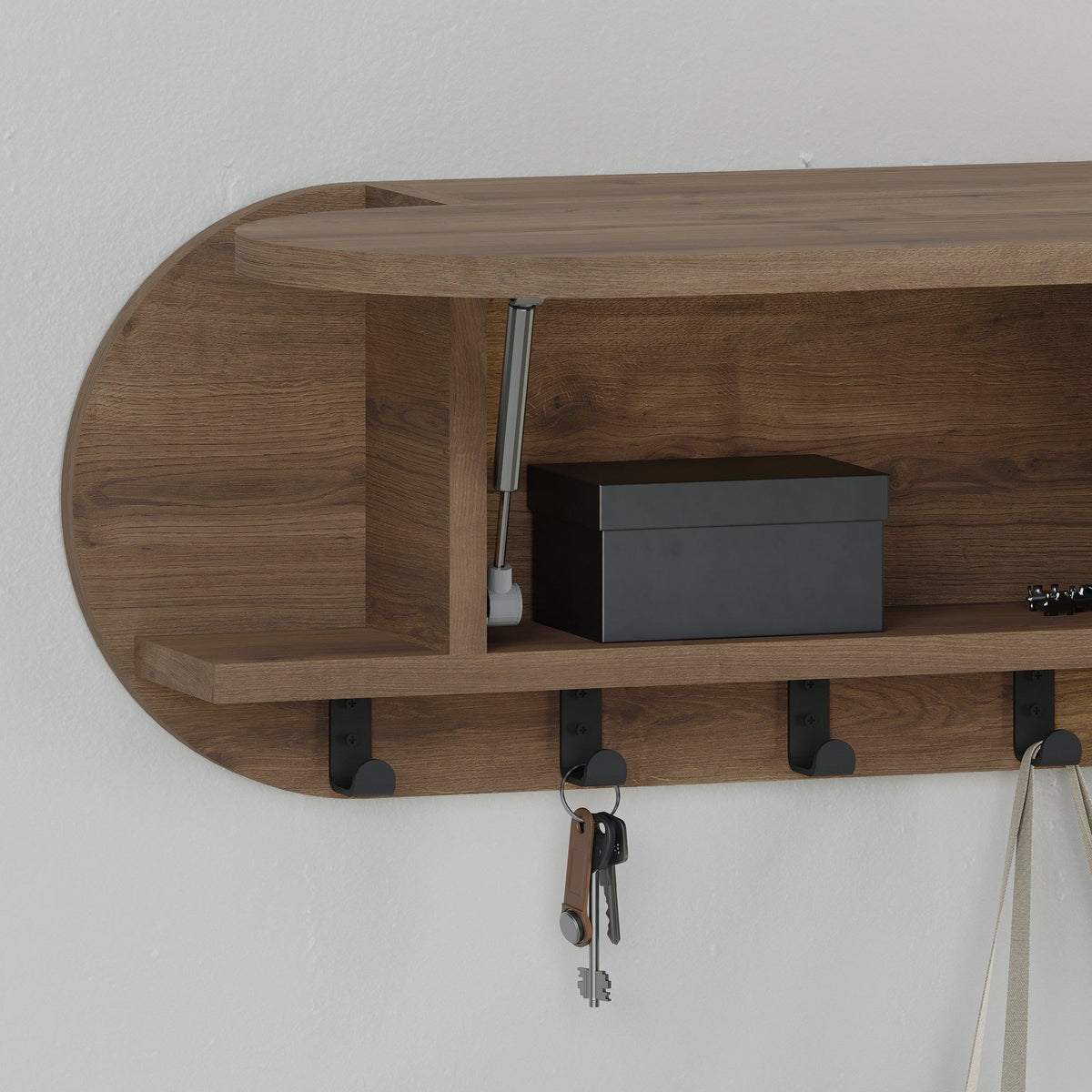 Coat racks - Coat rack Oval 6 - Angled - Hitit - 84x29 cm - With compartment - Dimehouse