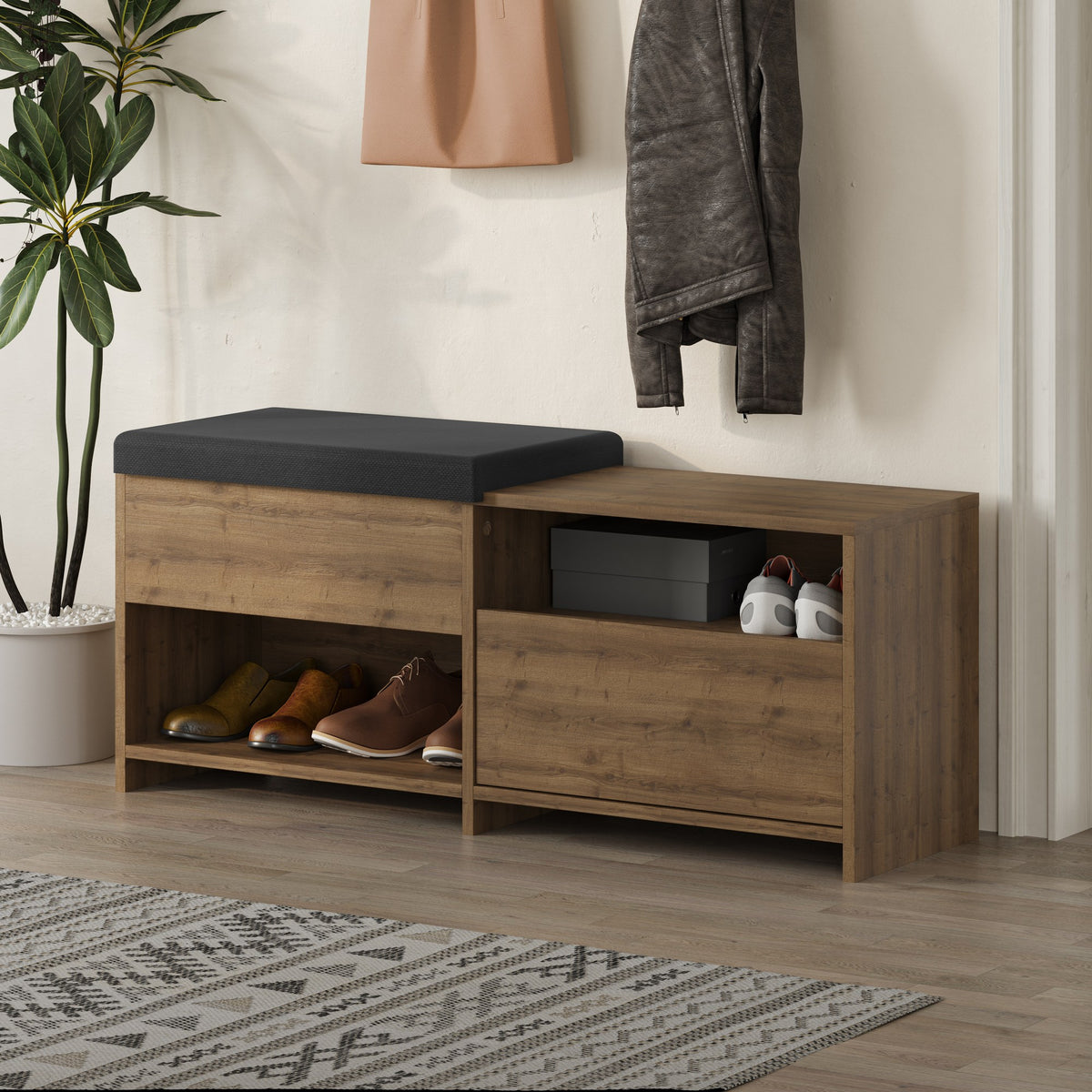 Shoe cabinets - Shoe cabinet Filux Natural Melamine 120.3x51x40.5 cm - Dimehouse