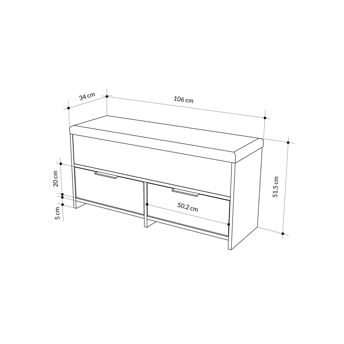 Shoe cabinets - Shoe cabinet Cove White Melamine 106x52x34 cm - Dimehouse