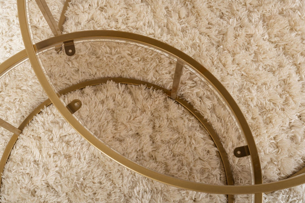 Coffee Tables - Modern Round Coffee Table Set of 2 Uru Gold - Bronze Glass - 80/60 cm - Dimehouse