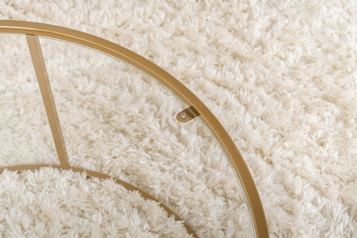 Coffee tables - Modern Round Coffee Table Uru Gold - Glass - 80 cm - Dimehouse