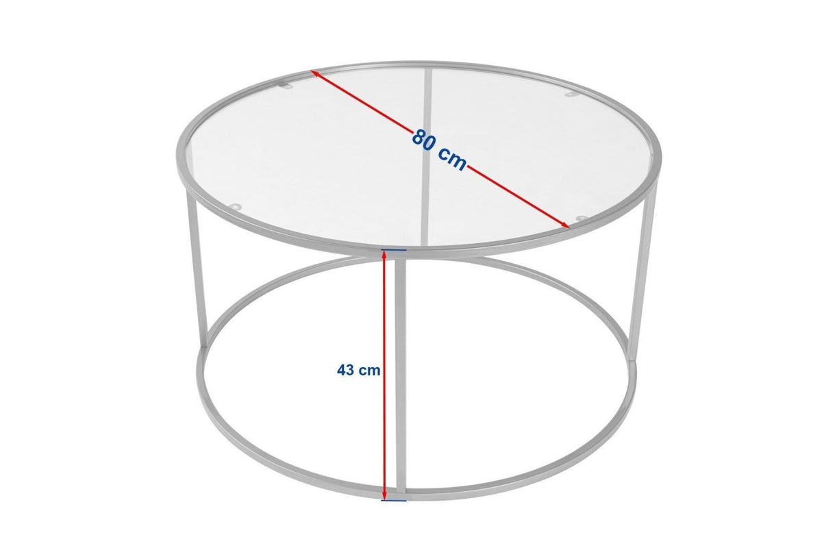 Coffee tables - Modern Round Coffee Table Uru Gold - Glass - 80 cm - Dimehouse