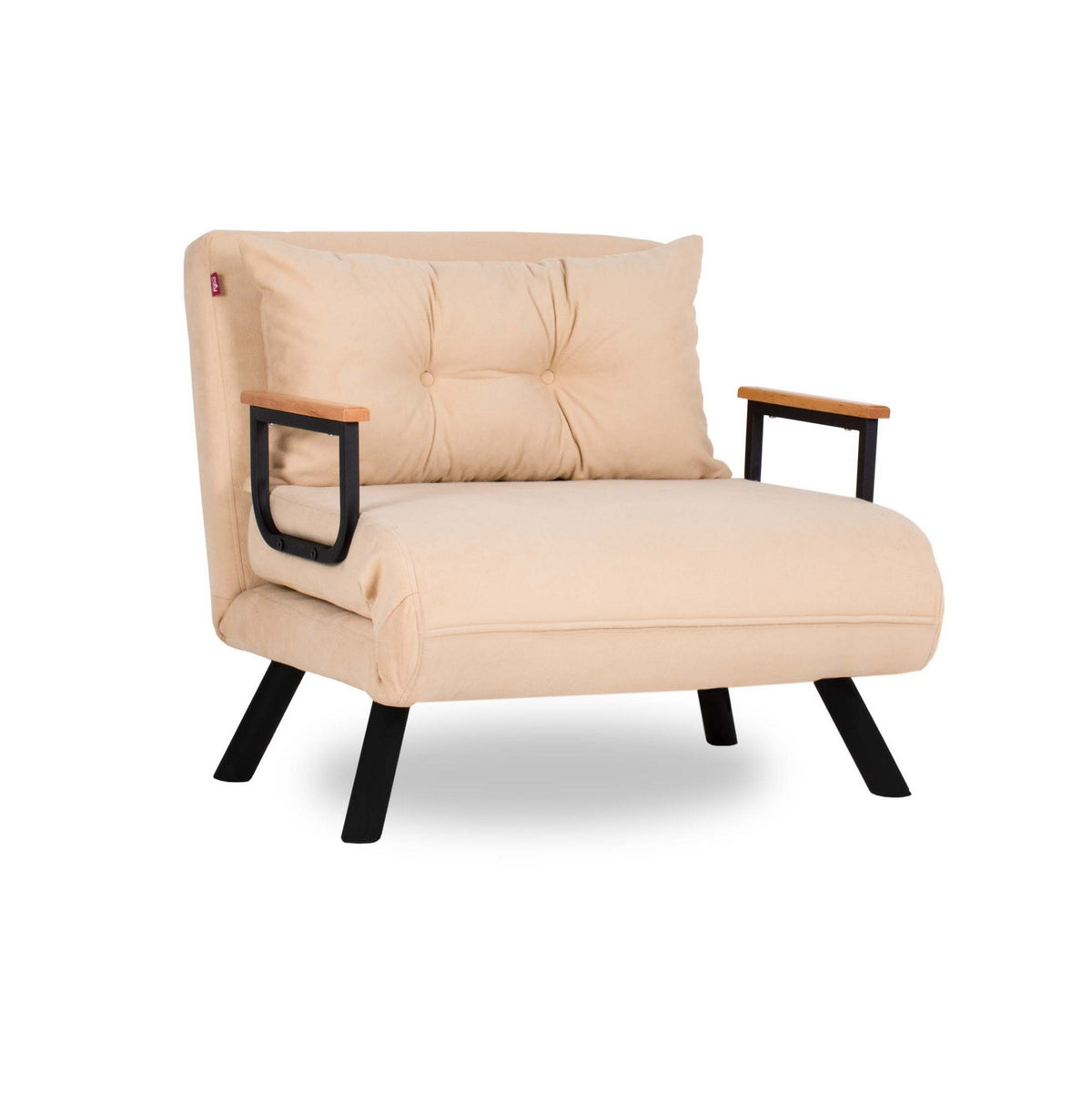 Armchairs - Scandinavian sleeping armchair Cream fabric linen look Sando - Dimehouse