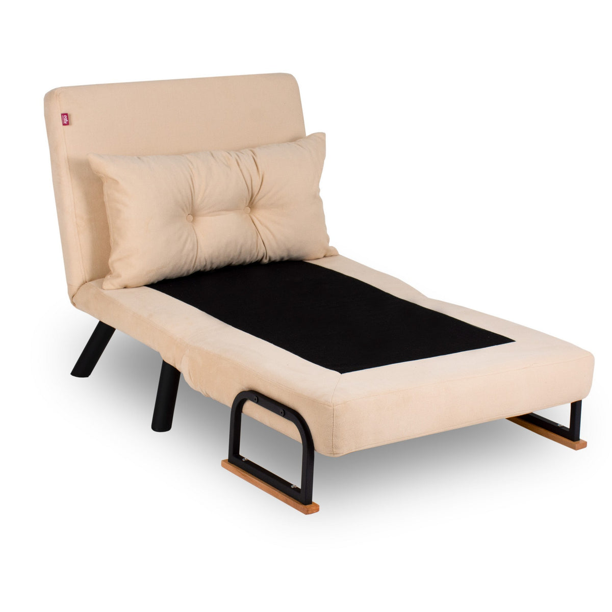 Armchairs - Scandinavian sleeping armchair Cream fabric linen look Sando - Dimehouse