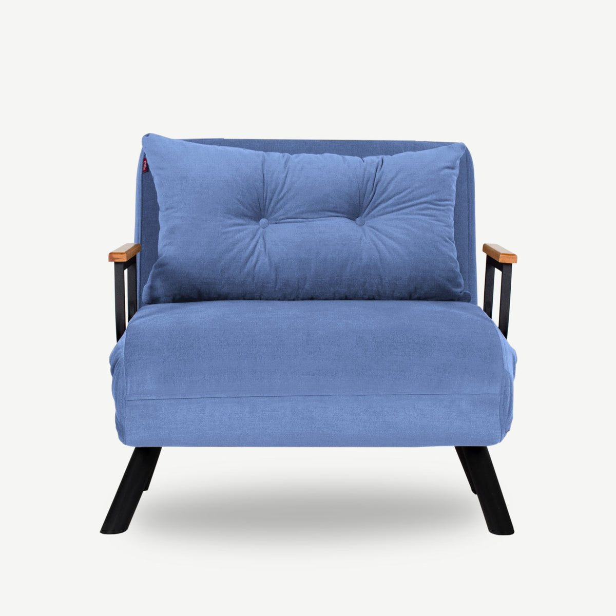 Armchairs - Scandinavian sleeping armchair Blue fabric linen look Sando - Dimehouse