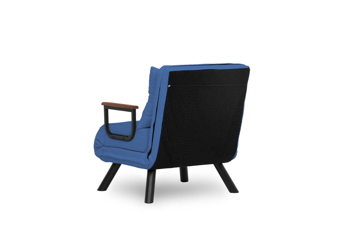 Armchairs - Scandinavian sleeping armchair Blue fabric linen look Sando - Dimehouse