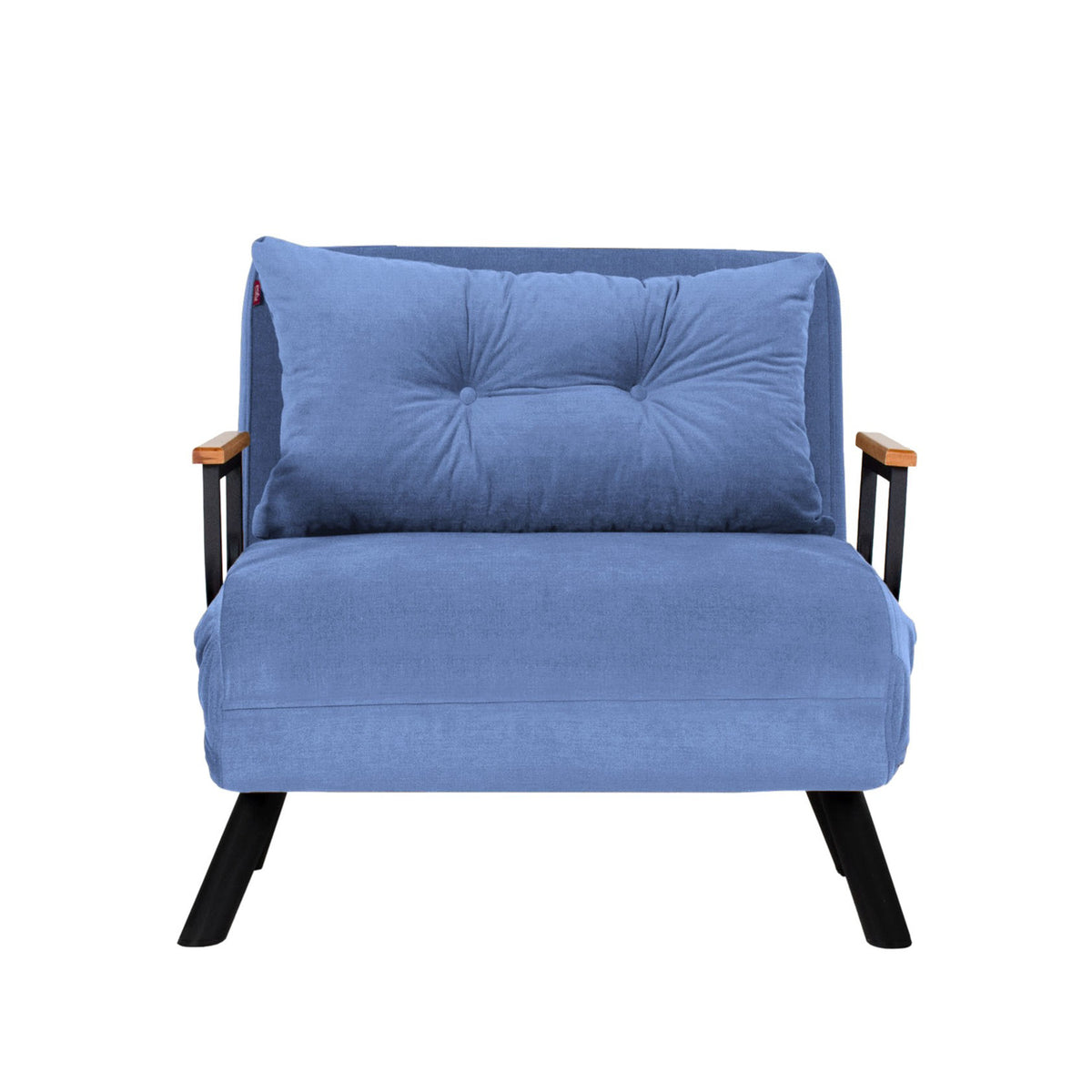 Armchairs - Scandinavian sleeping armchair Blue fabric linen look Sando - Dimehouse