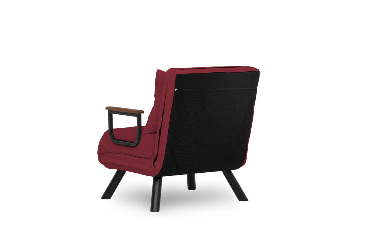 Armchairs - Scandinavian sleeping armchair Bordeaux Red fabric linen look Sando - Dimehouse