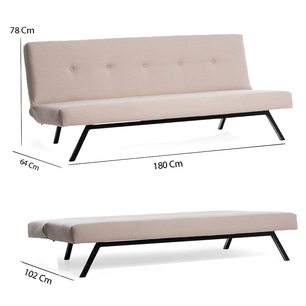 Sofa beds - Sofa bed Zoly Cream Fabric 3 - Seater - 180 cm - Without armrests - Zoly - Dimehouse