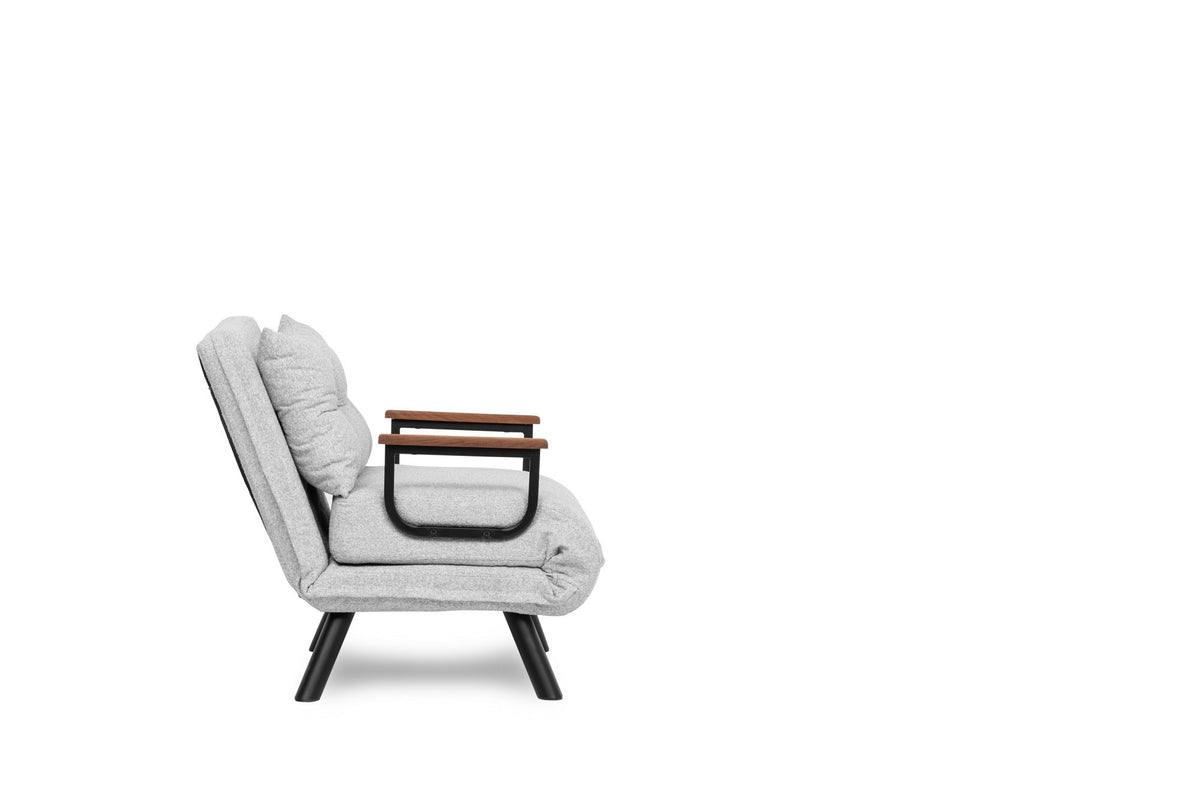 Armchairs - Scandinavian sleeping armchair Gray teddy fabric Sando - Dimehouse