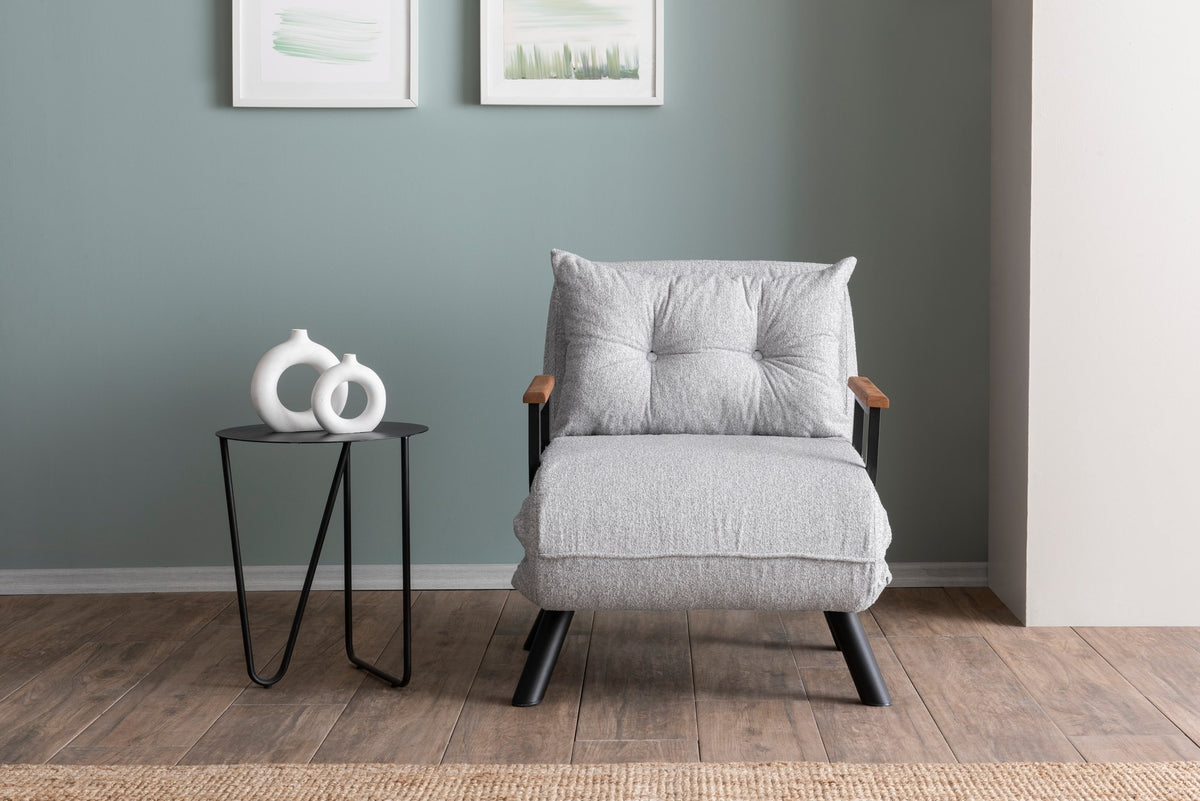 Armchairs - Scandinavian sleeping armchair Gray teddy fabric Sando - Dimehouse