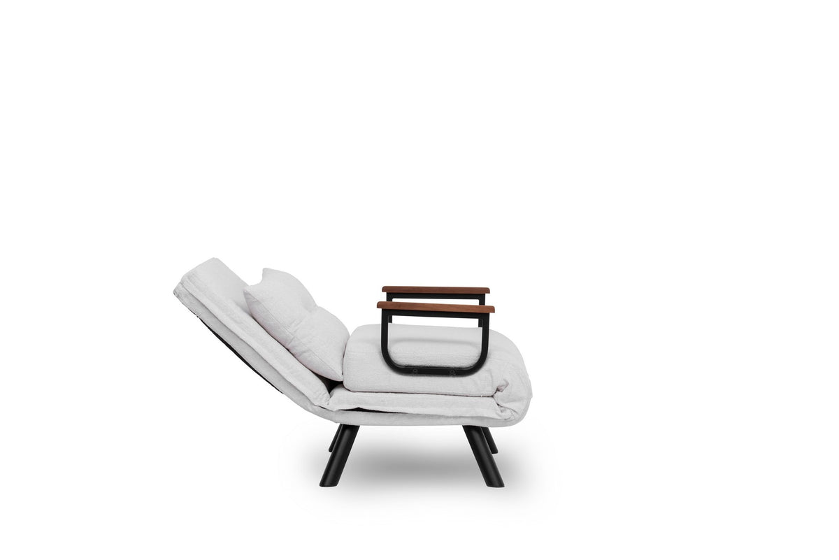 Armchairs - Scandinavian sleeping armchair Cream teddy fabric Sando - Dimehouse