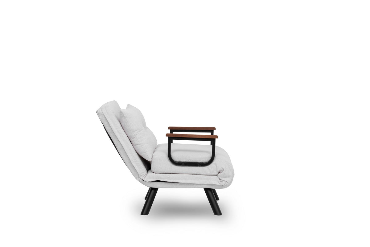 Armchairs - Scandinavian sleeping armchair Cream teddy fabric Sando - Dimehouse