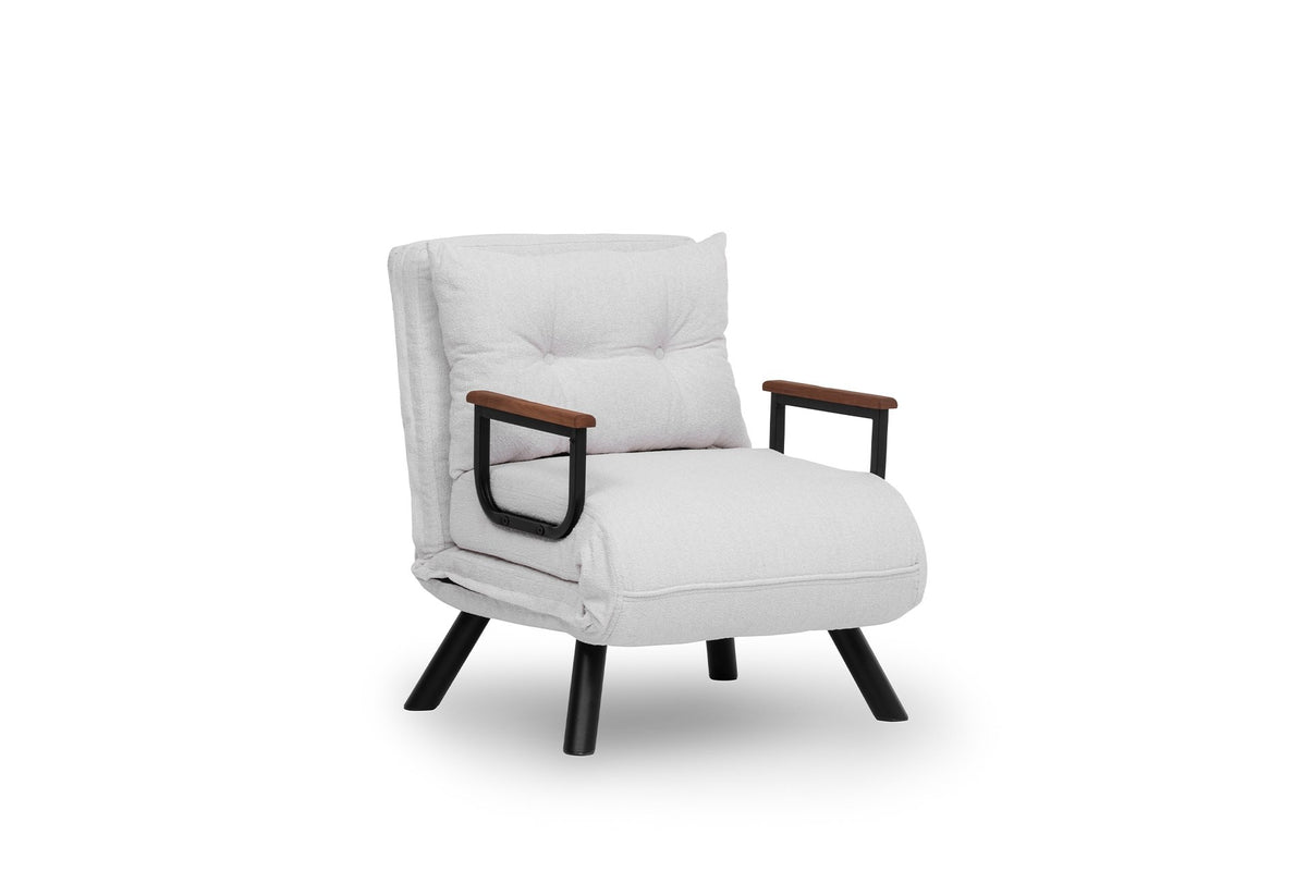 Armchairs - Scandinavian sleeping armchair Cream teddy fabric Sando - Dimehouse