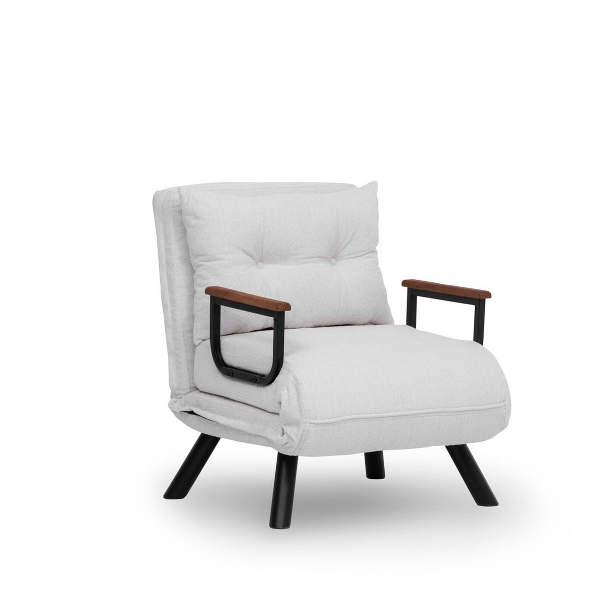 Armchairs - Scandinavian sleeping armchair Cream teddy fabric Sando - Dimehouse