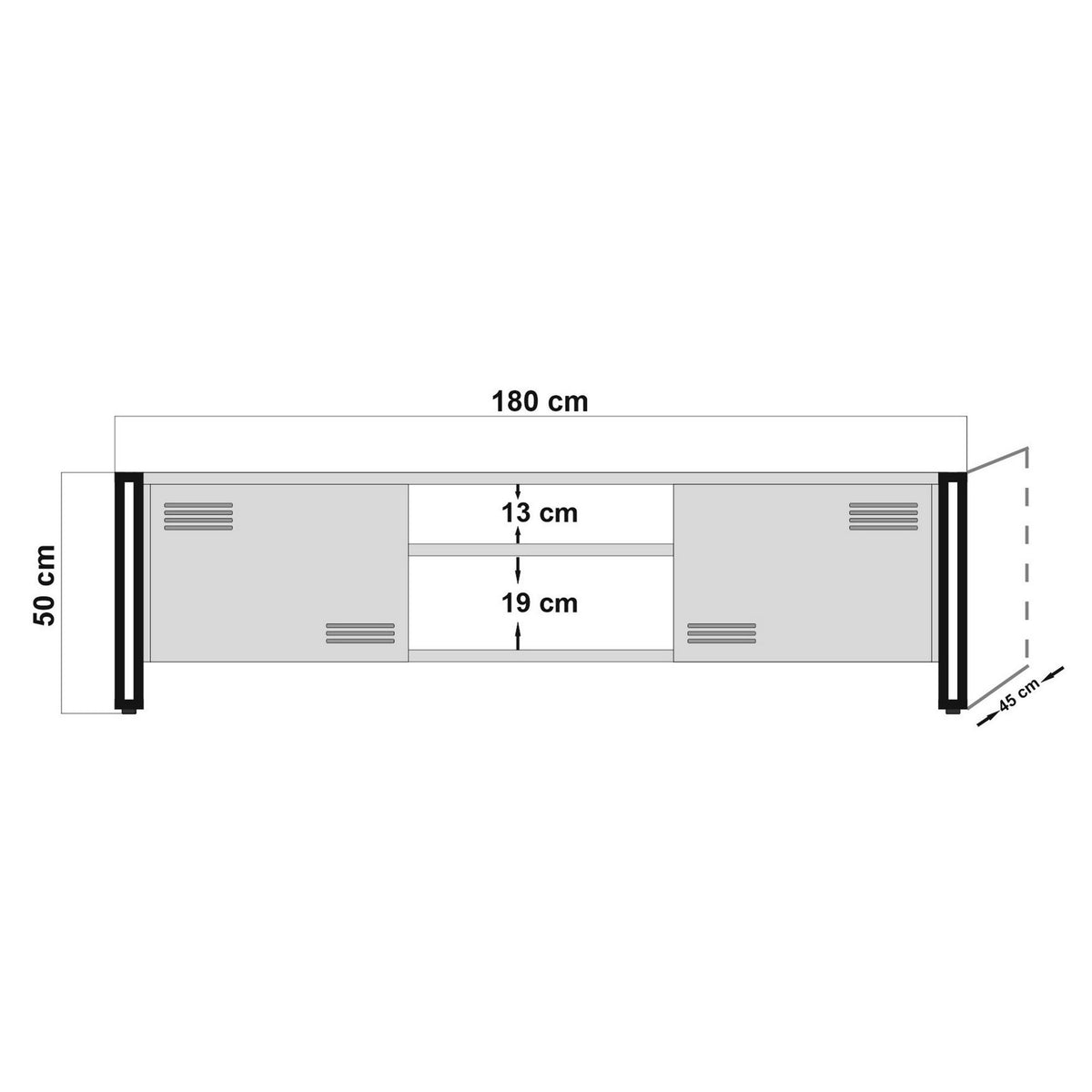 TV Furniture - TV Furniture Cosmo Atlantic Pine Black Melamine 180x50x45 cm - Dimehouse