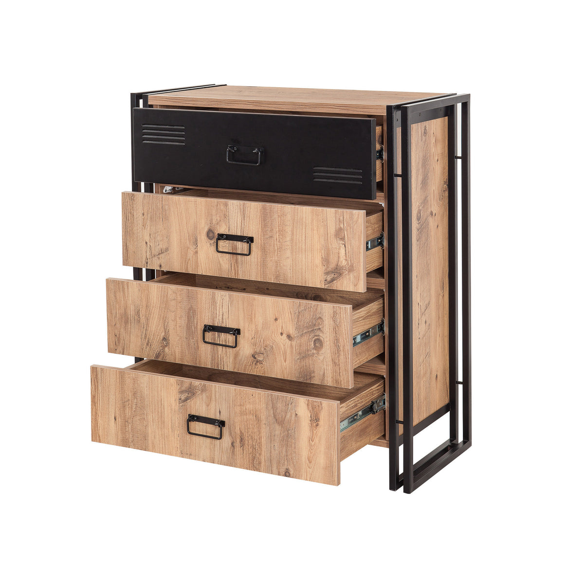 Chests of drawers - Chest of drawers Cosmo Atlantic Pine Black Melamine - Dimehouse