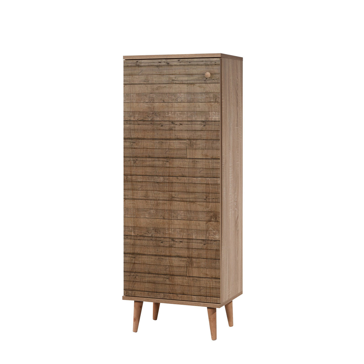 Shoe cabinets - Shoe cabinet Filinta Sonoma Oak Slats Melamine 50x135x38 cm - Dimehouse