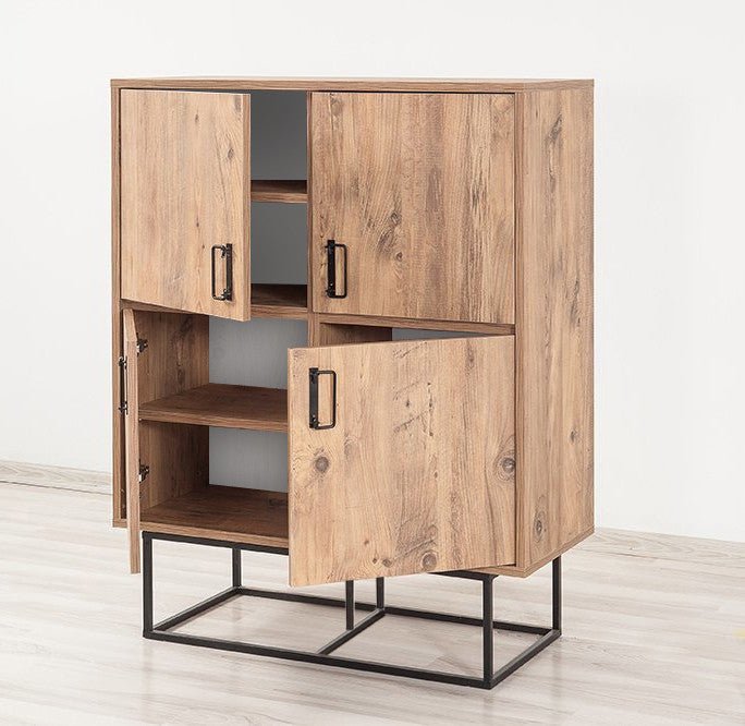 Wall cabinets - Wall cabinet Quantum Solo Atlantic Pine Black Melamine 93x115x36 cm - Dimehouse