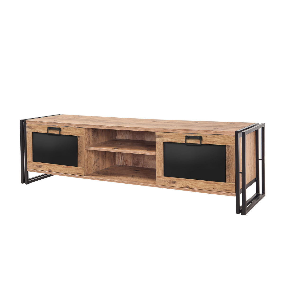 TV Furniture - TV Furniture Arcas Atlantic Pine Black Melamine 180x50x45 cm - Dimehouse