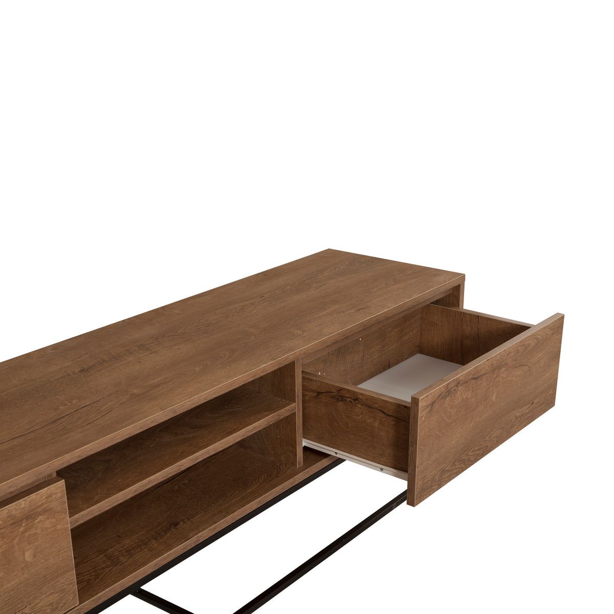TV Furniture - TV Furniture Rodez Walnut Black Melamine 180x50x40 cm - Dimehouse