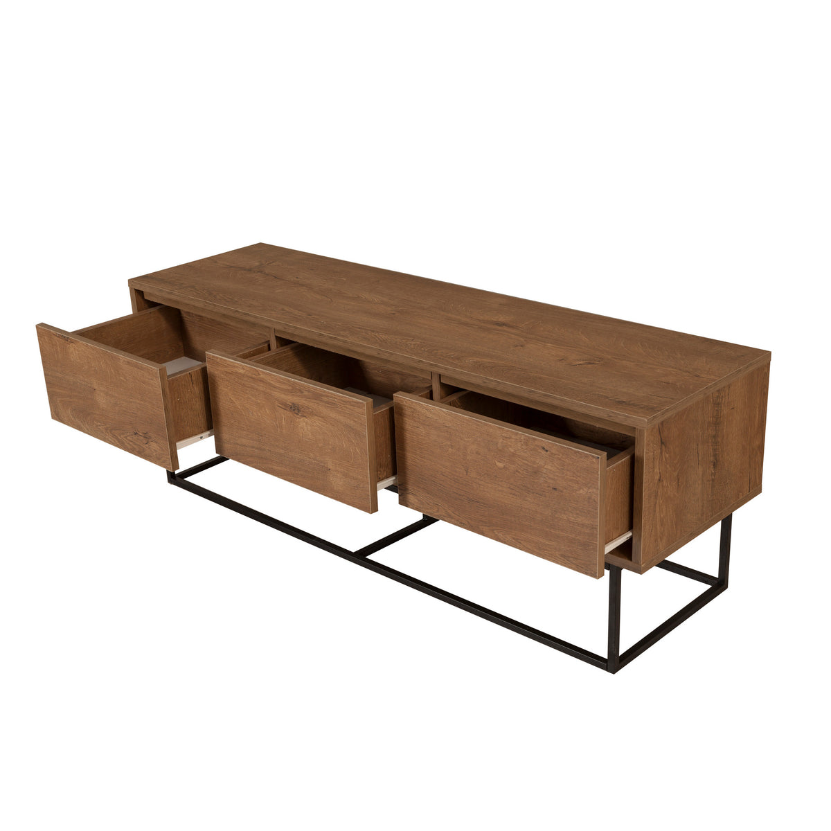 TV Furniture - TV Furniture Milo Walnut Black Melamine 140x50x40 cm - Dimehouse